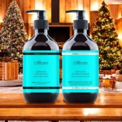 Keratin Shampoo & Conditioner(Sc Keratin Clarifying Shampoo Hair Scalp Treatment Conditioner) -Skinchemists keratin clarifying hair care set 810529 Photoroom